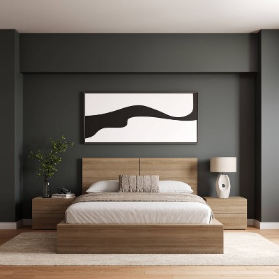 James 4-Piece Brown Oak Bedroom Set with Queen Platform Bed