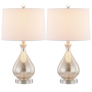 Maxax 2-Pack Nickel Glass Table Lamps,Elegant Desk Lamp for Bedroom Nightstand, Living Room - 1 of 4