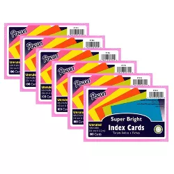 6pk 100 per Pack 4" x 6" Super Bright Index Cards Unruled - Pacon