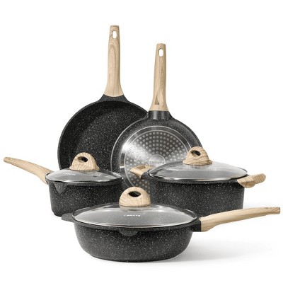 CAROTE Pots and Pans Set Non Stick, 8 Pcs Kitchen Cookware Sets, Nonstick Cookware Set, Induction Cookware Set, Granite Pots And Pans(Black)