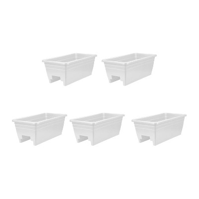 HC Companies SPX24DBOA10 Heavy Duty 24-Inch Width Akro Deck Rail Box Planter, White with plugs (5 Pack)