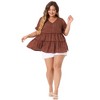 Agnes Orinda Women's Plus Size Boho Ditsy Floral V Neck Ruffle Tiered Pleated Babydoll Blouses - 3 of 4