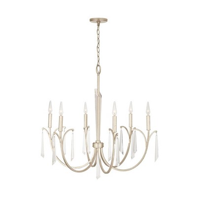 Winter Gold 6-Light Drum Chandelier with Prismatic Crystals