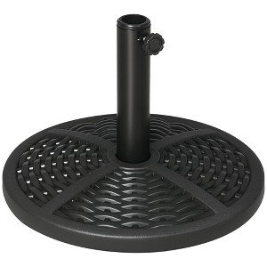 Outsunny 30 lbs. Market Umbrella Base Holder 18" Heavy Duty Round Parasol Stand with Rattan Design for Patio, Black - 1 of 4
