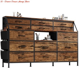 Entryway 14 Drawer Dresser for Bedroom, Fabric Chest of Drawers w/ Wooden Top, Large Storage Cabinet w/ Metal Frame - 1 of 4