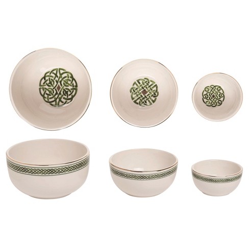 Transpac Dolomite 7.28 in. White St. Patricks Day Celtic Nested Bowls Set  of 3