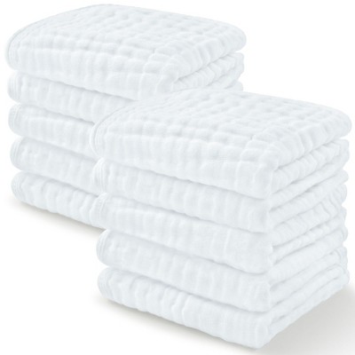 Baby Washcloths Muslin Cotton, Large 10”x10” by Comfy Cubs