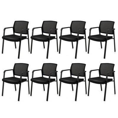 Tangkula 8-Pack Office Conference Chair Set Mesh Guest Reception Stack Chairs