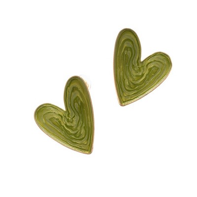 SOHI Women's Green Heart Stud Earrings