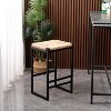 VYNXARIA Set of 2 Water Hyacinth Woven Bar Stools for Kitchen Counter Water Hyacinth Grass Backless Barstools with Footrest (Water Hyacinth Backless) - 3 of 4