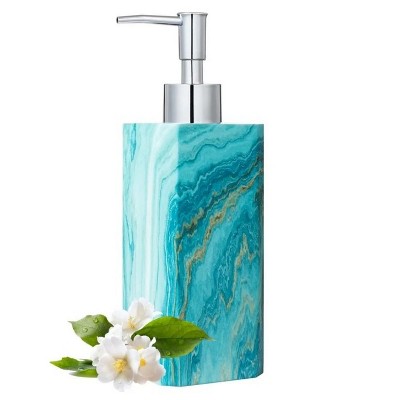 LunaLulinlk Soap Dispenser with Pump, [8.45 oz] Resin with Marble Finish, Hand Soap Dispenser Green Marble