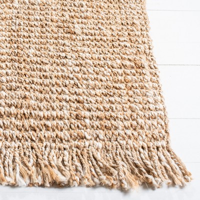 Natural Beige Hand-Woven Jute Rectangular Area Rug