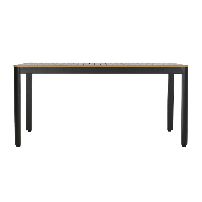 Doheny Rectangular Outdoor Aluminum Dining Table Natural/Black - Christopher Knight Home, 1 of 9