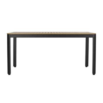 Doheny Rectangular Outdoor Aluminum Dining Table Natural/Black - Christopher Knight Home
