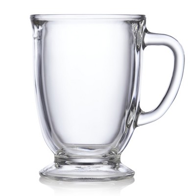 Libbey Kona Clear Glass Coffee Mugs, 16-ounce, Set of 6