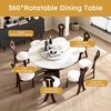 KWPZQEB 59" Round Marble Dining Table with Rotating Tray, Modern Sintered Stone Dining Table w/ Wood Walnut Base for Dining Room, Kitchen - 4 of 4