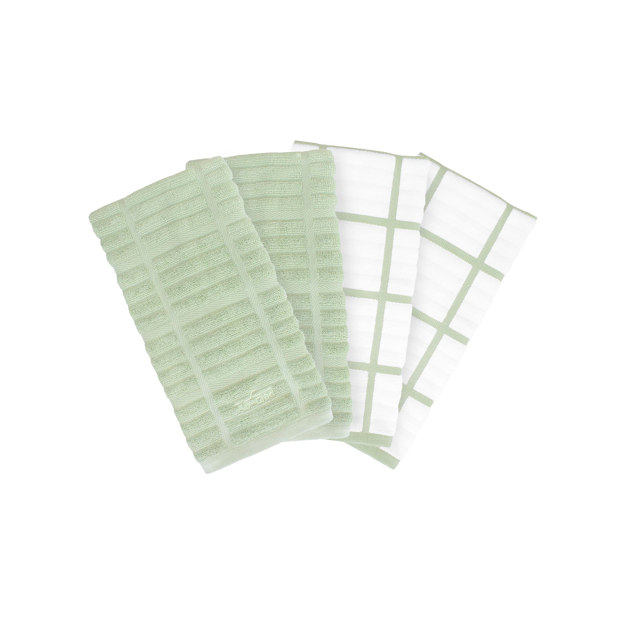 All-Clad Solid & Coordinate Kitchen Towels, 4-Pack, Fennel