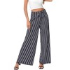 MISSKY Women's Wide Leg Pants Casual Palazzo Summer Flowy Pants Elastic High Waist Lounge Drawstring Long Trousers - 2 of 4