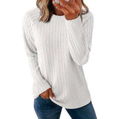 Womens Tops Long Sleeve Lightweight Shirts Fall Fashion Clothing Trendy Tops Crewneck Knit Basic Tee
