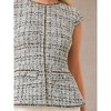 INSPIRE CHIC Women's Elegant Tweed Crew Neck Cap Sleeve Business Office Peplum Blouse - 4 of 4
