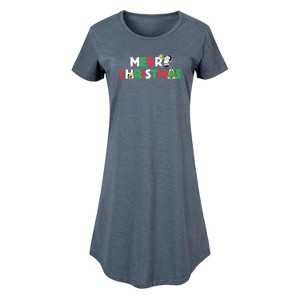 Women's - Peanuts - Merry Christmas Stacked Graphic T-shirt Dress - 1 of 4