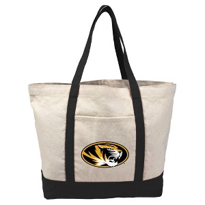 University of Missouri Mizzou Tigers Primary Logo Canvas Tote Bag With External Pocket, Reusable Shoulder Bag for Shopping, School, Beach - 1 of 4