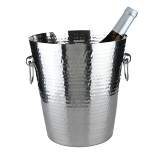 Hammered Ice Bucket by Viski, Silver Finish