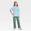 Girls' Stitch and Angel Oversized Short Sleeve Graphic T-Shirt - Blue - 4 of 4
