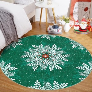 Christmas Snowflake Area Rug, Washable Rugs for Living Room, Bedroom Rugs Non Slip & Non-Shedding, Low Pile Floor Carpet for Kitchen Dining Room Decor - 1 of 4