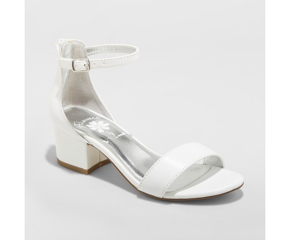 Girls' Flowers by Nina Tressie Heeled Ankle Strap Sandals White 13