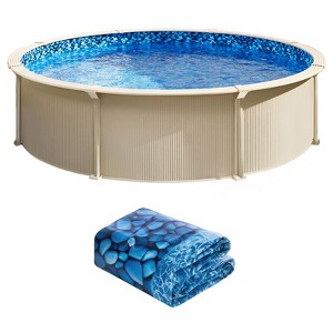 VEVOR 18-ft Round Above Ground Pool Liner, Standard Gauge, 52inch Wall Height, Designed for Steel Sided Above-Ground Swimming Pools, Blue - 1 of 4