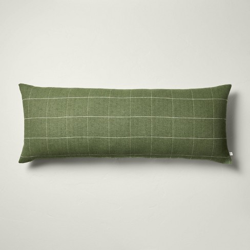 14 x36 Windowpane Plaid Oblong Bed Pillow Dark Green Hearth Hand With Magnolia Target