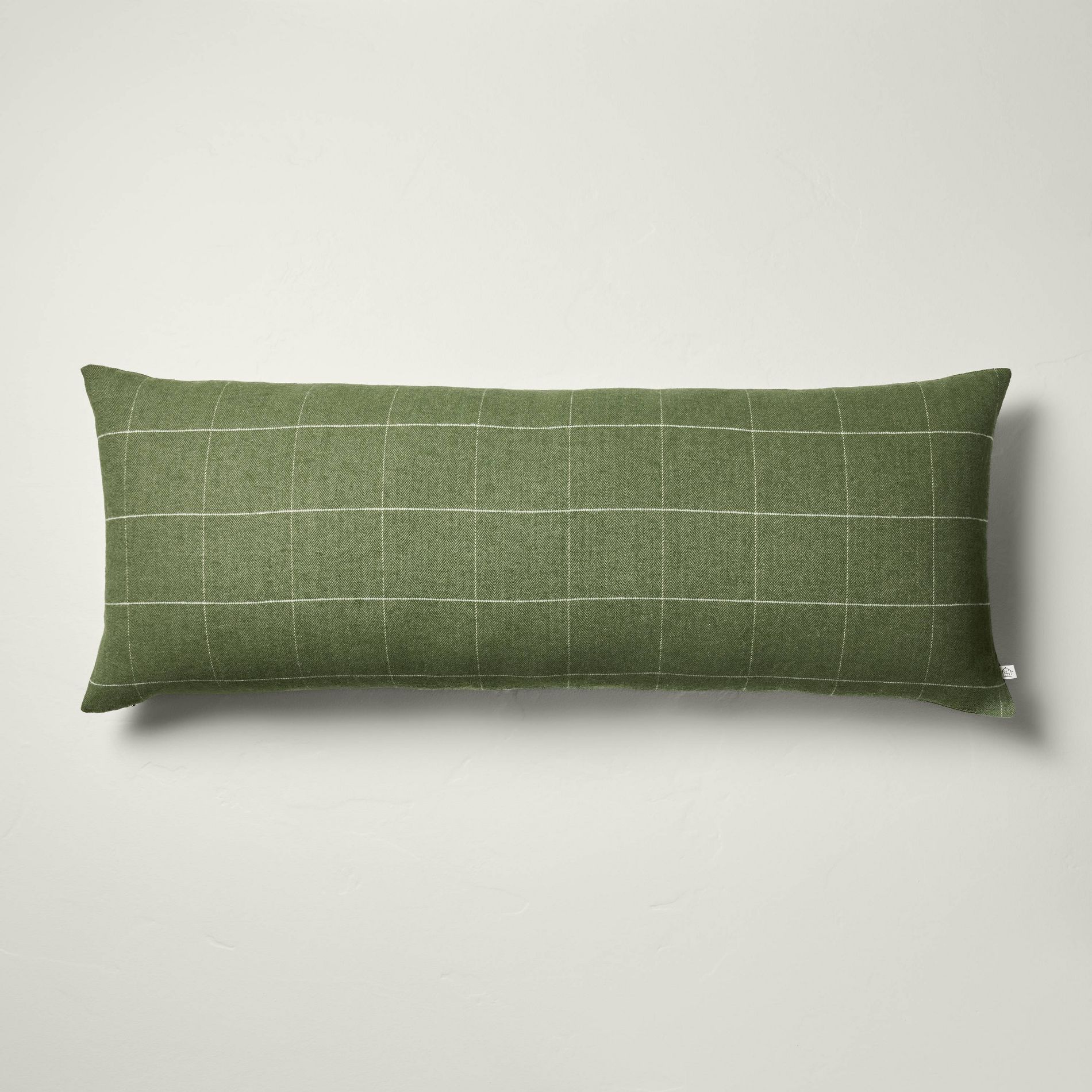 14"x36" Windowpane Plaid Oblong Bed Pillow Dark Green - Hearth & Hand™ with Magnolia