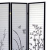 Vynxaria 70" Tall 3-Panel Screen / Room Divider, Floral Design with Black finish - 4 of 4