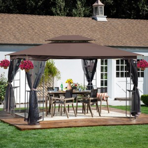 13x10 FT Outdoor Patio Gazebo Canopy,Canopy With Double Layer Roof And Mosquito Net,Removable Mesh,Metal Garden Large Space Canopy-Coolbibila - 1 of 4