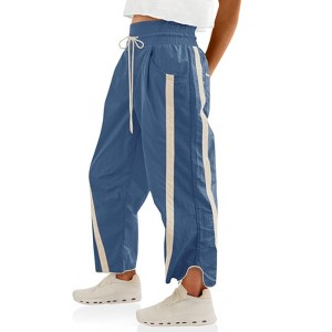 Imily Bela Women's Baggy Wide Leg Pants Casual Drawstring Elastic Waisted Contrast Color Workout Y2K Track Pants - 1 of 4