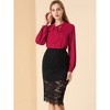 INSPIRE CHIC Women's Long Ballon Sleeve V-neck Contrast Color Blouse - 2 of 4