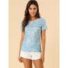 INSPIRE CHIC Women's Crew Neck Short Sleeve Floral T-Shirt - 3 of 4