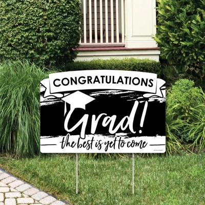 Big Dot of Happiness Black and White Grad - Best is Yet to Come - Graduation Party Yard Sign Lawn Decorations - Congratulations Party Yardy Sign