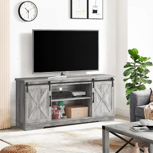 Entertainment Center, 58 Inch TV Stand for 65 Inch TV, TV Cabinet with Barn Doors, Industrial Media Console Storage Cabinet Sideboard for Living Room - 1 of 4
