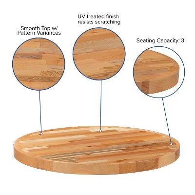 Eco-Friendly 30" Round Butcher Block Style Solid Wood Table Top