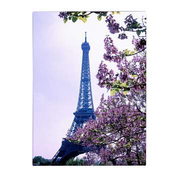 Trademark Fine Art -Kathy Yates 'Eiffel Tower with Blossoms' Canvas Art