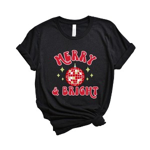 Simply Sage Market Women's Merry and Bright Disco Ball Short Sleeve Graphic Tee - 1 of 4