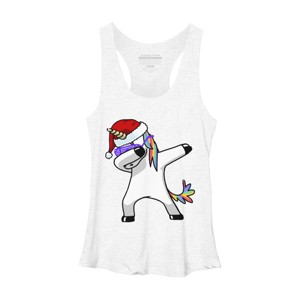 Women's Design By Humans Dabbing Unicorn Shirt Hip Hop Dab Santa Hat Christmas Shirt V By vomaria Racerback Tank Top - 1 of 3