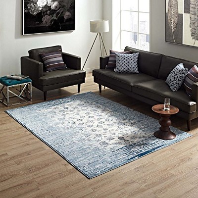 Modway Chiara Distressed Floral Lattice Contemporary 8x10 Area Rug