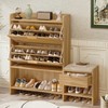 47.2" Shoe Cabinet with Shoe Bench, Rattan Shoe Rack Organizer with 2 Flip Drawers, Wooden Hidden Storage Drawer for Entryway Hallway Living Room - 2 of 4