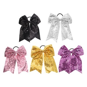 Unique Bargains Elegant Sequins Bow Hair Ties for Home 5 Pcs - 1 of 4