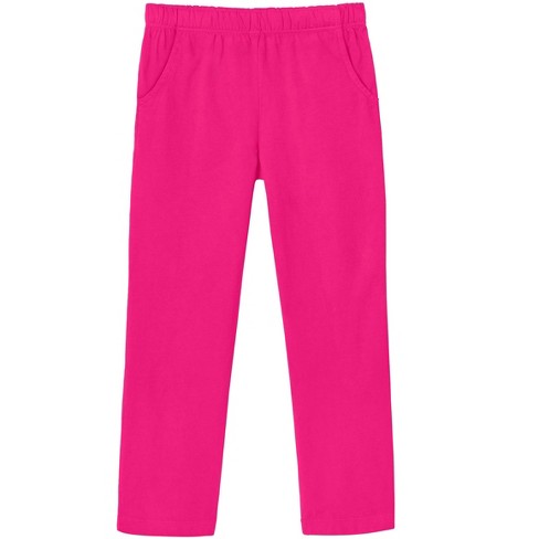 City Threads USA-Made Girls Soft Cotton UPF 50+ Jersey Pocket Pants | Hot  Pink - 16Y