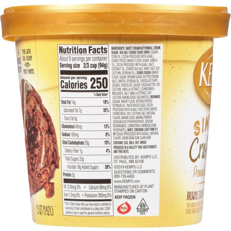 Kemps Simply Crafted Brownie Cookie Dough Delight Ice Cream - 48oz, 3 of 7
