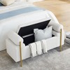 CAVINAS Linen End of Bed Bench Modern Bedroom Bench with Storage Iron Legs Entryway Bench for Bedroom - 3 of 4